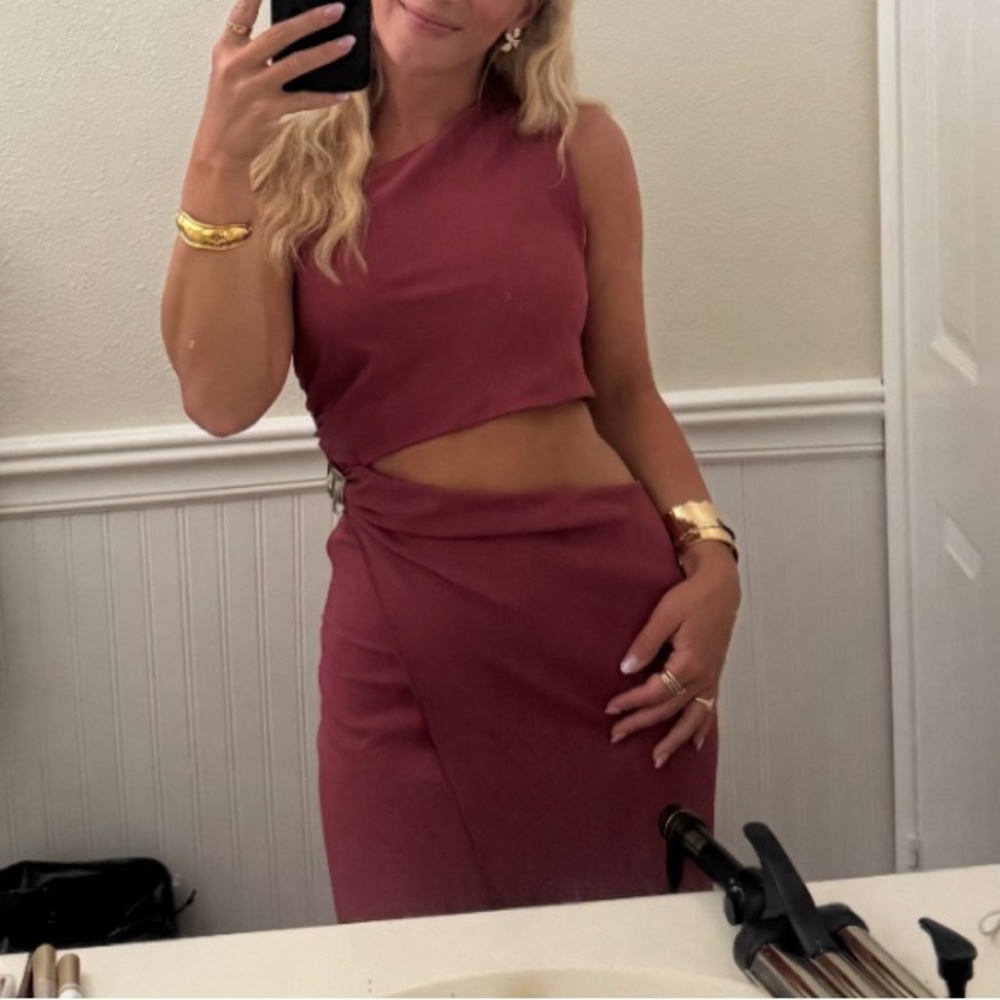 Zara One-Shoulder Dress in Deep Red